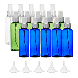 DIY Cosmetics Storage Containers Kits, with Round Shoulder Plastic Spray Bottles, Fine Mist Sprayer & Dust Cap, and Plastic Funnel Hopper, Mixed Color, 14.1x3.85cm, Capacity: 100ml, 15pcs/set(DIY-BC0011-49)