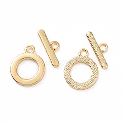Brass Toggle Clasps, Ring, Real 18K Gold Plated, Bar: 17.5x6x2mm, Hole: 2mm, Ring: 18x14x2mm, hole: 2mm(KK-E068-VC178)
