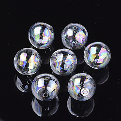 Handmade Blown Glass Globe Beads, AB Color Plated, Round, Clear AB, 20x19.5mm, Hole: 2mm(X-DH017J-1-20mm-AB)