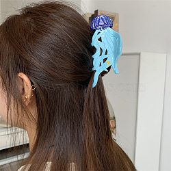 Cellulose Acetate(Resin) Claw Hair Clips, Jellyfish, Light Sky Blue, 127x52x44mm(OHAR-C014-01A)