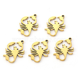 PVD Vacuum Plating 304 Stainless Steel Pendants, Laser Cut, Scorpion, Real 18K Gold Plated, 16.5x10.5x1mm, Hole: 1mm(STAS-N092-91G)