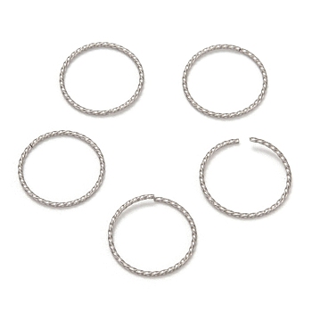 304 Stainless Steel Jump Rings, Open Jump Rings, Twisted, Round Ring Shape, Stainless Steel Color, 17x1mm, Inner Diameter: 15mm