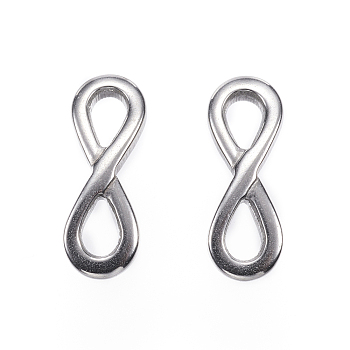 304 Stainless Steel Links connectors, Infinity, Stainless Steel Color, 17x6x2mm, Hole: 3x5mm