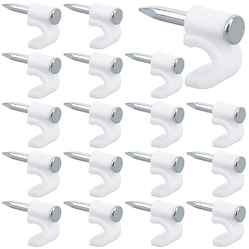 Plastic Wire Fastener, Circle Cable Clips, with Stainless Steel Nail, White, 15x9x4.5mm, Inner Diameter: 4mm