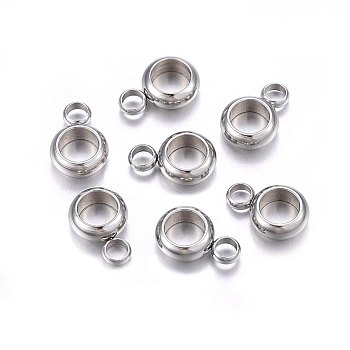 201 Stainless Steel Tube Bails, Loop Bails, Ring, Stainless Steel Color, 9x6x2.5mm, Hole: 2mm, Inner Diameter: 4mm