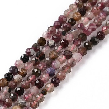 Natural Tourmaline Beads Strands, Faceted, Round, 3.5mm, Hole: 0.6mm, about 118pcs/strand, 15.87''(40.3cm)