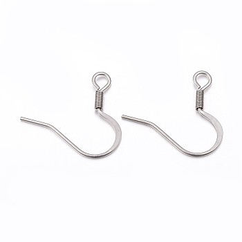 304 Stainless Steel French Earring Hooks, with Horizontal Loop, Flat Earring Hooks, Stainless Steel Color, 17x19x1.5mm, Hole: 2.5mm, 20 Gauge, Pin: 0.8mm