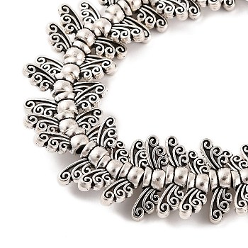 Tibetan Style Wing Alloy Bead Strands, Lead Free, Antique Silver, 4.5x14x3.5mm, Hole: 2mm, about 59pcs/strand, 8 inch