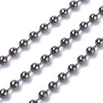 Iron Ball Chains, Soldered, with Spool, Gunmetal, Bead:3.2mm, about 164.04 Feet(50m)/roll