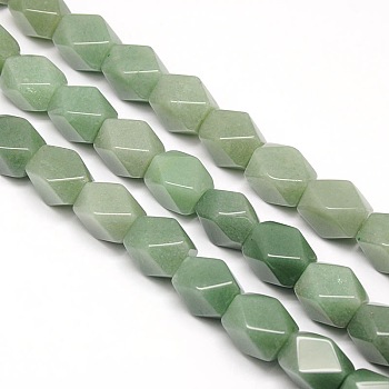 Natural Green Aventurine Faceted Rhombus Beads Strands, 18x13x12mm, Hole: 1mm, about 22pcs/strand, 15.74 inch