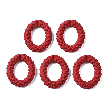 Spray Painted CCB Plastic Linking Rings,  Quick Link Connectors, Oval Ring, Dark Red, 44x38x8.5mm, Inner Diameter: 20.5x26mm