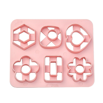 ABS Cookie Cutters, Heart/Hexagon/Flower, Pink, 120x100mm