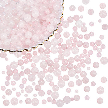 320Pcs 4 Style Natural Rose Quartz Beads Strands, Round, Dyed, 4~10mm, Hole: 1mm, 80pcs
