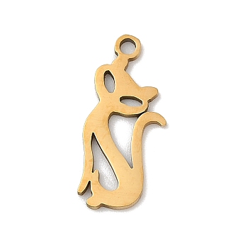 201 Stainless Steel Pendants, Cat Shape Charms, Real 18K Gold Plated, 18x8x1mm, Hole: 1.4mm