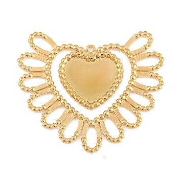 304 Stainless Steel Pendant Cabochon Settings, Heart Charms, Heart, 41.5x49.5x2mm, Hole: 1.8mm