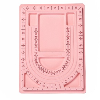 Plastic Bead Design Boards for Necklace Design, Flocking, Rectangle, Pink, 24x33x1cm