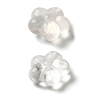 Natural Quartz Crystal Beads, Rock Crystal 5-Petal Flower Beads, 13.5x14x7mm, Hole: 1.2mm