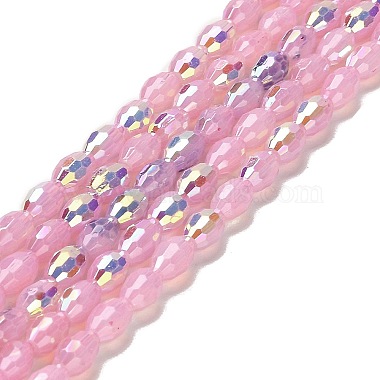 Pink Oval Glass Beads