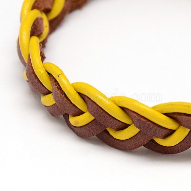Trendy Unisex Casual Style Braided Waxed Cord and Leather Bracelets(BJEW-L297-M)-3