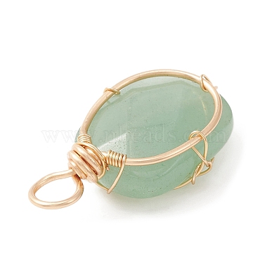 Natural Green Aventurine Copper Wire Wrapped Pendants(PALLOY-JF02131-01)-2