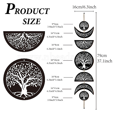 Фаза луны деревянные подвесные украшения для стен(HJEW-WH0054-004)-2