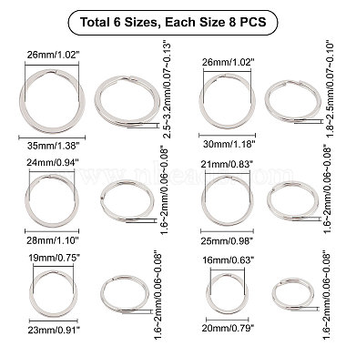 UNICRAFTALE 48Pcs 6 Sizes 304 Stainless Steel Split Key Rings(STAS-UN0024-08)-5