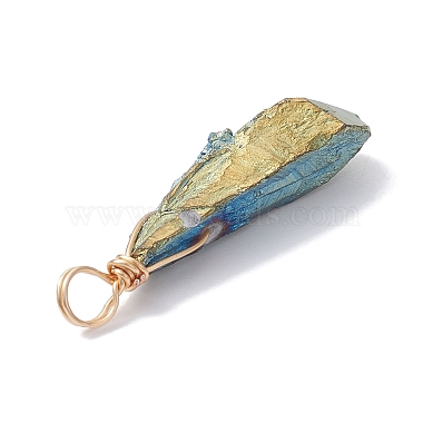 Electroplated Natural Quartz Crystal Dyed Pendants(PALLOY-JF02325-05)-4