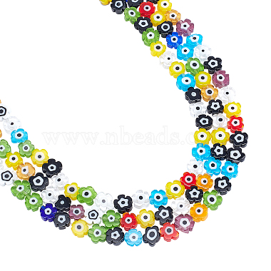 7mm Colorful Flower Lampwork Beads