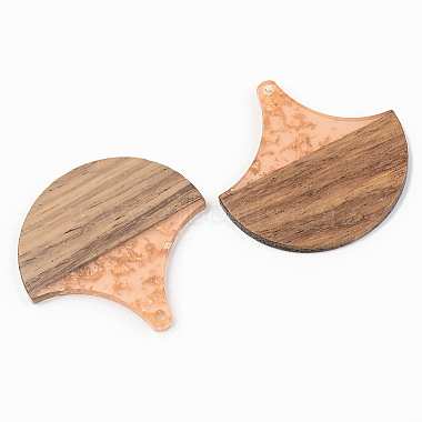 Transparent Resin & Walnut Wood Pendants(RESI-S389-046A-B04)-2