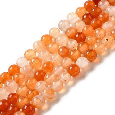 6mm Orange Round Natural Agate Beads