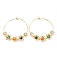Flower Glass Hoop Earrings(EJEW-K261-01G-02)-1