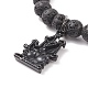 Bracelet extensible perlé rond en pierre de lave naturelle avec breloques halloween en émail(BJEW-JB08331)-6
