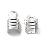 Tarnish Resistant 304 Stainless Steel Folding Crimp Ends, Fold Over Crimp Cord Ends, Stainless Steel Color, 7x4x3mm, Hole: 1.4mm, Inner Diameter: 3.5mm(STAS-P319-03P)