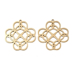Hollow 201 Stainless Steel Pendants, Clover Charm, Golden, 27.5x26.5x1mm, Hole: 1.4mm(STAS-I364-17G)