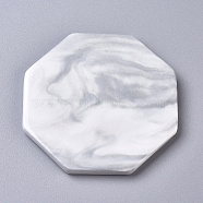 Marble Pattern Porcelain Cup Coasters, Sturdy Beverage Coasters, Octagon, Gray, 91x91x7mm(AJEW-WH0121-51C)