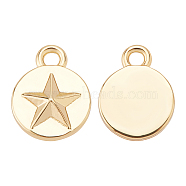 BENECREAT 10Pcs Brass Pentacle Charms, Cadmium Free & Nickel Free & Lead Free, Flat Round and Star, Real 18K Gold Plated, 10x8x2mm, Hole: 1mm(KK-BC0007-05)