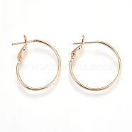 Brass Hoop Earrings, for Jewelry Making and Earring Repair, Nickel Free, Ring, Real 18K Gold Plated, 28~32x25x5.5mm, Pin: 0.7mm(EJEW-P160-03G-NF)
