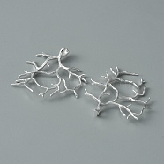 Brass Pendants, Branch Charm, Silver, 35x33x2mm, Hole: 2x3mm(KK-WH0044-100S)