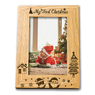 Natural Wood Photo Frames, for Tabletop Display Photo Frame, Rectangle, Peru, Christmas Themed Pattern, 152x102mm(DIY-WH0234-001)