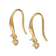 Ion Plating(IP) 304 Stainless Steel Earring Hooks, for Half Drilled Beads, Real 18K Gold Plated, 17x11mm, Hole: 1.2mm, Fit for 3x1mm Rhinestone(STAS-M323-10G)