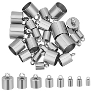 DICOSMETIC 32Pcs 8 Style 201 Stainless Steel Cord Ends, End Caps, Column, Stainless Steel Color, 8~14.5x4~11mm, Hole: 1.5~3mm, 4pcs/style(STAS-DC0005-11)