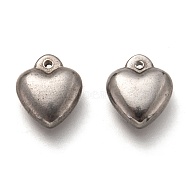 304 Stainless Steel Charms, Heart, Stainless Steel Color, 11x10x4mm, Hole: 0.9mm(STAS-H123-17P)