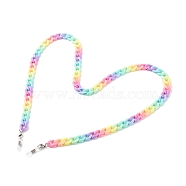 Eyeglasses Chains, Neck Strap for Eyeglasses, with Opaque Acrylic Curb Chains and Rubber Loop Ends, Stainless Steel Color, Colorful, 31.1 inch(79cm)(AJEW-EH00359)