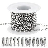 DIY Ball Chain Necklace Bracelet Making Kit, Including 304 Stainless Steel Ball Chains, Ball Chain Connectors, Stainless Steel Color, Chain: 2.5mm, about 32.8 Feet(10m)/set(DIY-BBC0001-70)