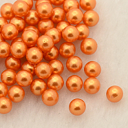 No Hole ABS Plastic Imitation Pearl Round Beads, Dyed, Dark Orange, 4mm, about 5000pcs/bag(MACR-F033-4mm-04)