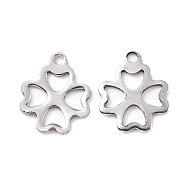 201 Stainless Steel Charms, Clover, Stainless Steel Color, 13x11x0.9mm, Hole: 1.5mm(STAS-K217-95)