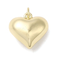 Rack Plating Brass Pendants, with Jump Ring, Puffed Heart Charm, Real 18K Gold Plated, 15x15.5x8mm, Hole: 3mm(KK-M260-01B-G)