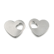 304 Stainless Steel Stamping Blank Tag Heart Charms Pendants, Stainless Steel Color, 15x18x1~1.5mm, Hole: 6x5mm(STAS-M004-04)