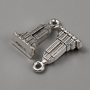 Tibetan Style Alloy Pendants, Mansion Charms, Antique Silver, 18x10x5.5mm, Hole: 1.2mm(FIND-CJC0004-50AS)