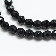 Natural Black Onyx Bead Strands, Dyed, Faceted, Round, Black, 3~3.5mm, Hole: 0.5mm, about 124~126pcs/strand, 14.5~14.8 inch(G-R344-3mm-43)